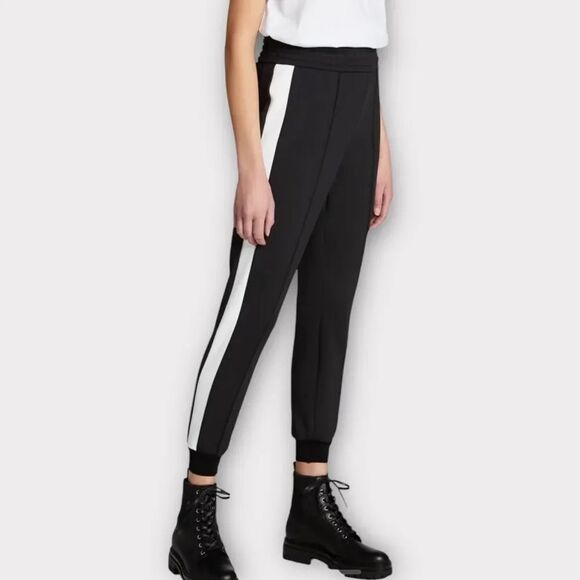 Alice + Olivia Tokyo Hi tech Joggers, Medium. Black, white stripe. track pants - Picture 3 of 14